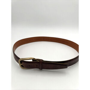 Robert Talbott Brown Leather Belt Solid Brass Buckle Mens Size 34 Made In Italy